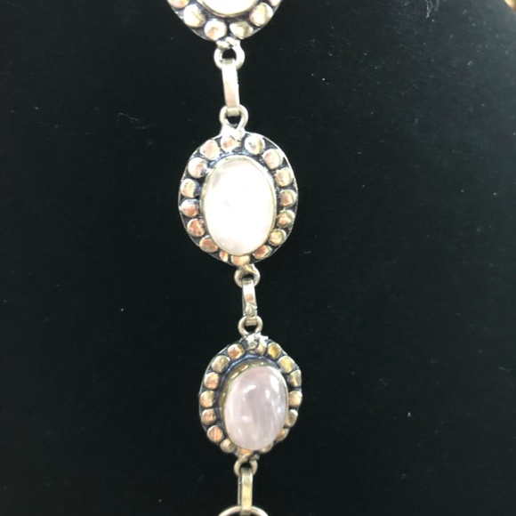 Sterling silver- rose quartz  7.5 inch bracelet - Picture 3 of 4